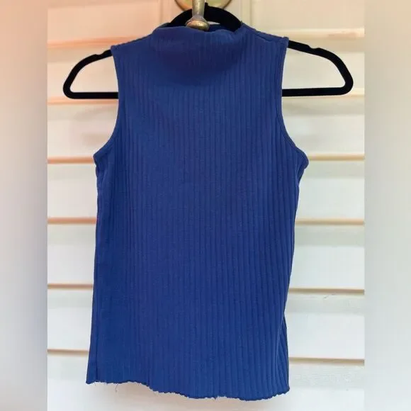 Zara Trafaluc blue ribbed sleeveless top, size Small - Picture 2 of 7